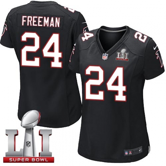 Women's Nike Atlanta Falcons 24 Devonta Freeman Black Alternate Super Bowl LI 51 Vapor Untouchable Limited Player NFL Jersey