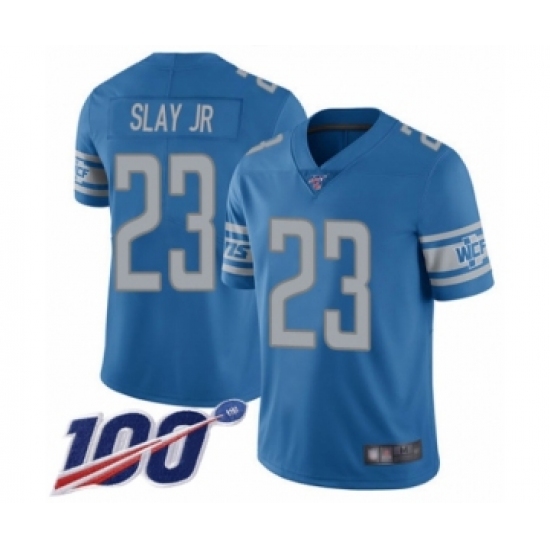 Men's Detroit Lions 23 Darius Slay Blue Team Color Vapor Untouchable Limited Player 100th Season Football Jersey