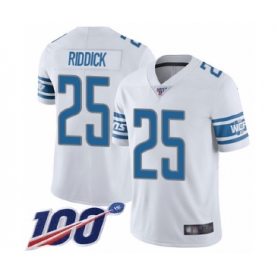 Men's Detroit Lions 25 Theo Riddick White Vapor Untouchable Limited Player 100th Season Football Jersey