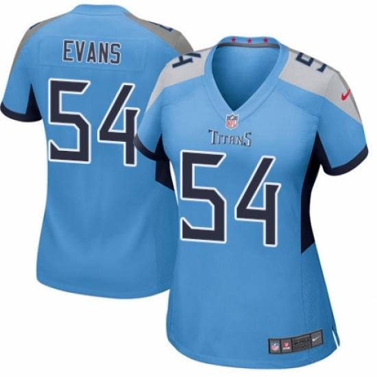 Women's Nike Tennessee Titans 54 Rashaan Evans Game Light Blue Alternate NFL Jersey