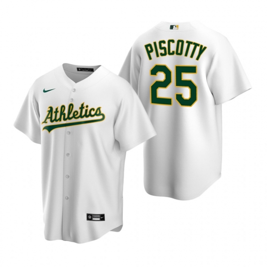 Men's Nike Oakland Athletics 25 Stephen Piscotty White Home Stitched Baseball Jersey