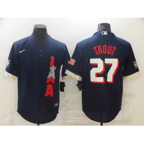 Men's Los Angeles Angels of Anaheim 27 Mike Trout Navy 2021 All-Star Game Replica Player Jersey