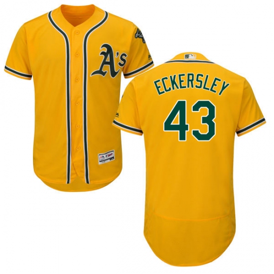 Men's Majestic Oakland Athletics 43 Dennis Eckersley Gold Alternate Flex Base Authentic Collection MLB Jersey