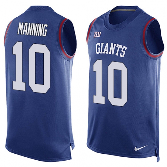 Men's Nike New York Giants 10 Eli Manning Limited Royal Blue Player Name & Number Tank Top NFL Jersey