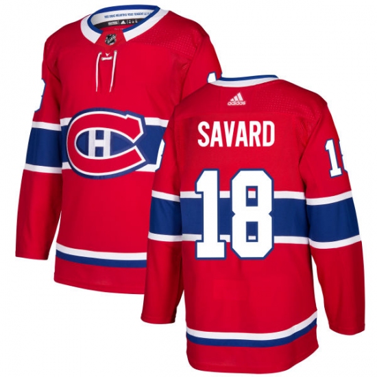 Men's Adidas Montreal Canadiens 18 Serge Savard Authentic Red Home NHL Jersey