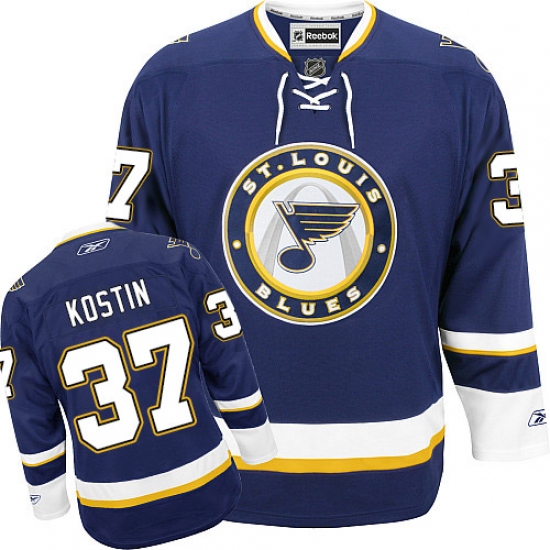 Men's Reebok St. Louis Blues 37 Klim Kostin Premier Navy Blue Third NHL Jersey