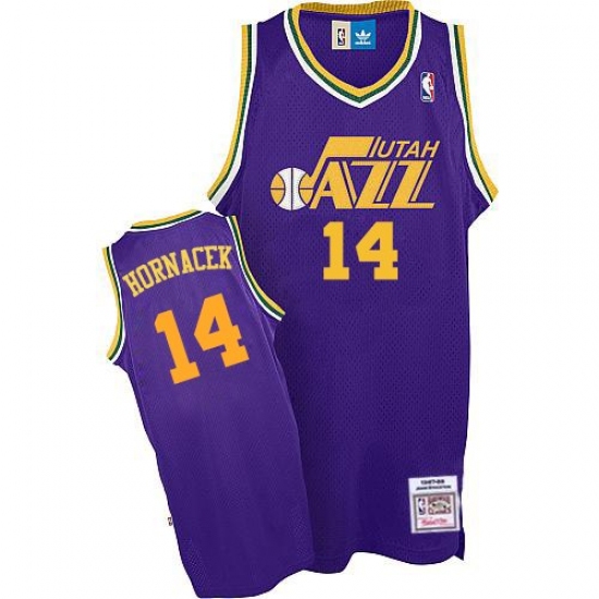 Men's Adidas Utah Jazz 14 Jeff Hornacek Swingman Purple Throwback NBA Jersey