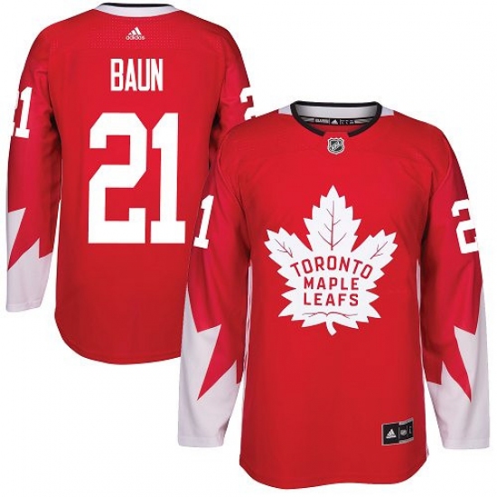 Men's Adidas Toronto Maple Leafs 21 Bobby Baun Authentic Red Alternate NHL Jersey