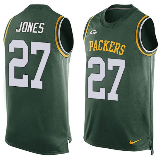 Men's Nike Green Bay Packers 27 Josh Jones Limited Green Player Name & Number Tank Top NFL Jersey