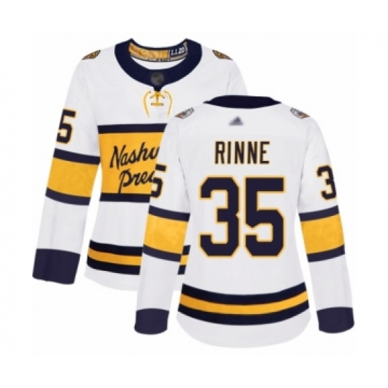 Women's Nashville Predators 35 Pekka Rinne Authentic White 2020 Winter Classic Hockey Jersey