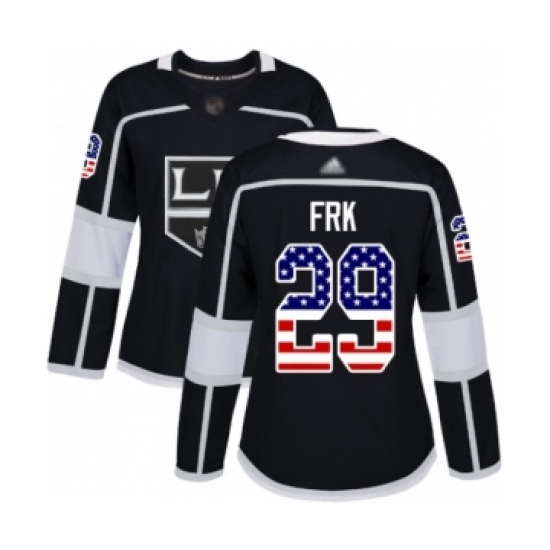 Women's Los Angeles Kings 29 Martin Frk Authentic Black USA Flag Fashion Hockey Jersey