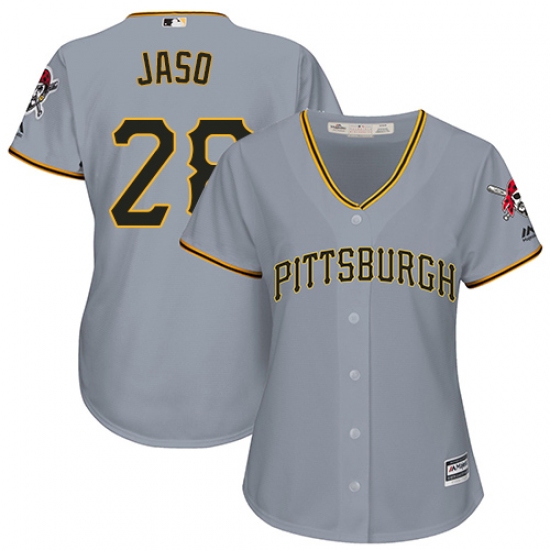 Women's Majestic Pittsburgh Pirates 28 John Jaso Replica Grey Road Cool Base MLB Jersey