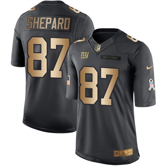 Youth Nike New York Giants 87 Sterling Shepard Limited Black/Gold Salute to Service NFL Jersey