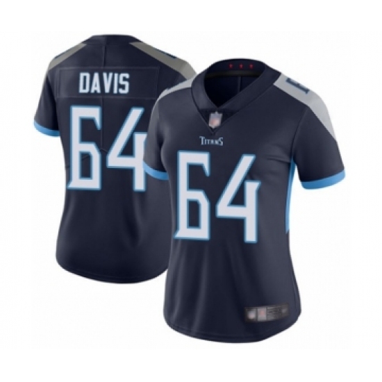 Women's Tennessee Titans 64 Nate Davis Navy Blue Team Color Vapor Untouchable Limited Player Football Jersey