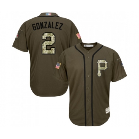 Men's Pittsburgh Pirates 2 Erik Gonzalez Authentic Green Salute to Service Baseball Jersey