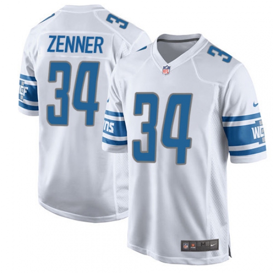 Men's Nike Detroit Lions 34 Zach Zenner Game White NFL Jersey