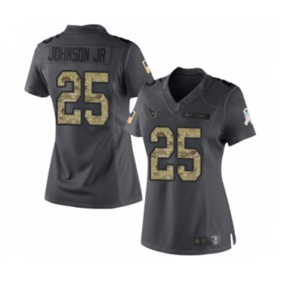 Women's Houston Texans 25 Duke Johnson Jr Limited Black 2016 Salute to Service Football Jersey