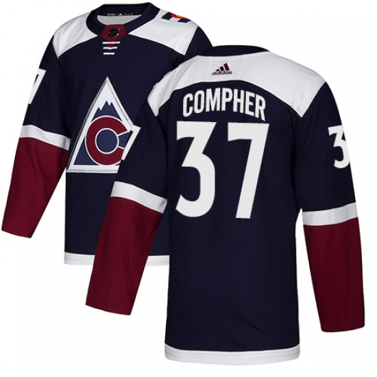 Youth Adidas Colorado Avalanche 37 J.T. Compher Authentic Navy Blue Alternate NHL Jersey