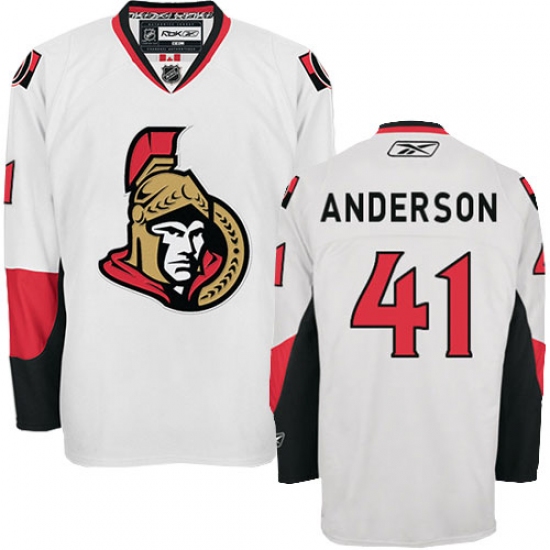 Women's Reebok Ottawa Senators 41 Craig Anderson Authentic White Away NHL Jersey