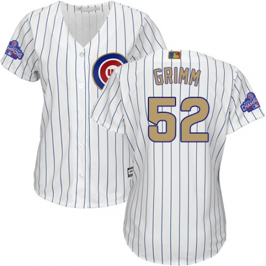 Women's Majestic Chicago Cubs 52 Justin Grimm Authentic White 2017 Gold Program MLB Jersey