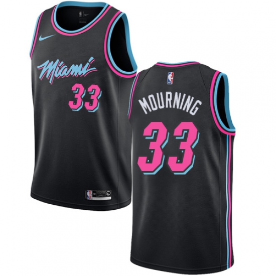 Women's Nike Miami Heat 33 Alonzo Mourning Swingman Black NBA Jersey - City Edition