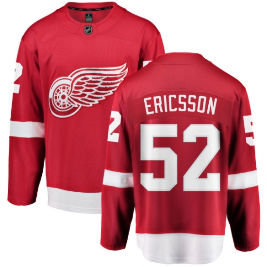 Men's Detroit Red Wings 52 Jonathan Ericsson Fanatics Branded Red Home Breakaway NHL Jersey