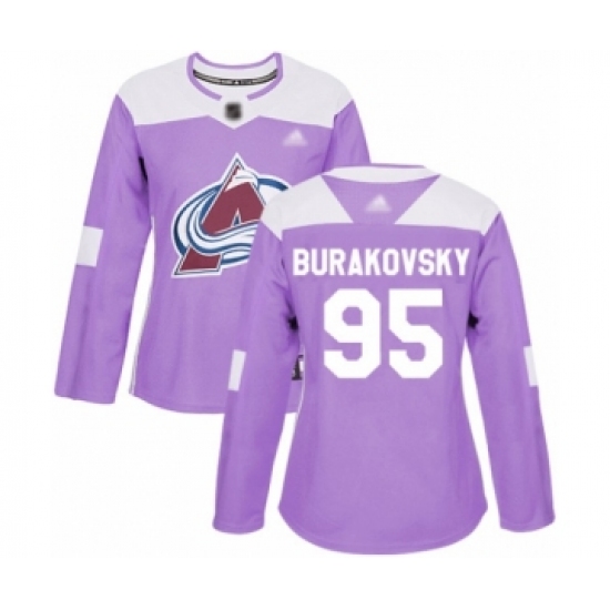 Women's Colorado Avalanche 95 Andre Burakovsky Authentic Purple Fights Cancer Practice Hockey Jersey