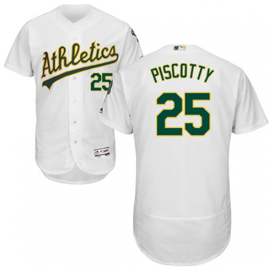 Men's Majestic Oakland Athletics 25 Stephen Piscotty White Home Flex Base Authentic Collection MLB Jersey