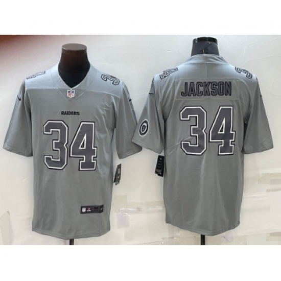 Men's Las Vegas Raiders 34 Bo Jackson LOGO Grey Atmosphere Fashion 2022 Vapor Untouchable Stitched Limited Jersey