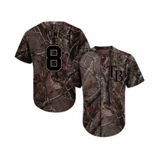 Youth Tampa Bay Rays 8 Brandon Lowe Authentic Camo Realtree Collection Flex Base Baseball Jersey