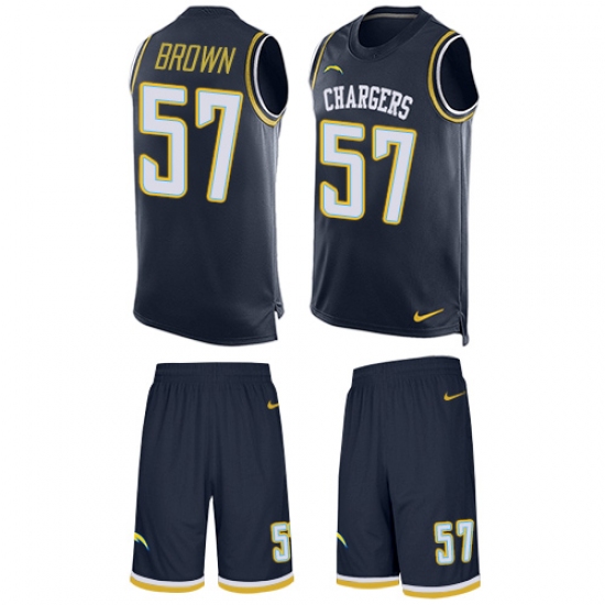 Men's Nike Los Angeles Chargers 57 Jatavis Brown Limited Navy Blue Tank Top Suit NFL Jersey