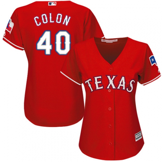 Women's Majestic Texas Rangers 40 Bartolo Colon Authentic Red Alternate Cool Base MLB Jersey