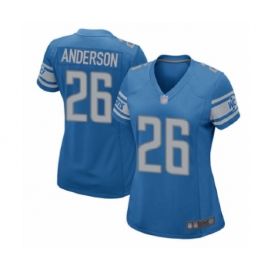 Women's Detroit Lions 26 C.J. Anderson Game Blue Team Color Football Jersey