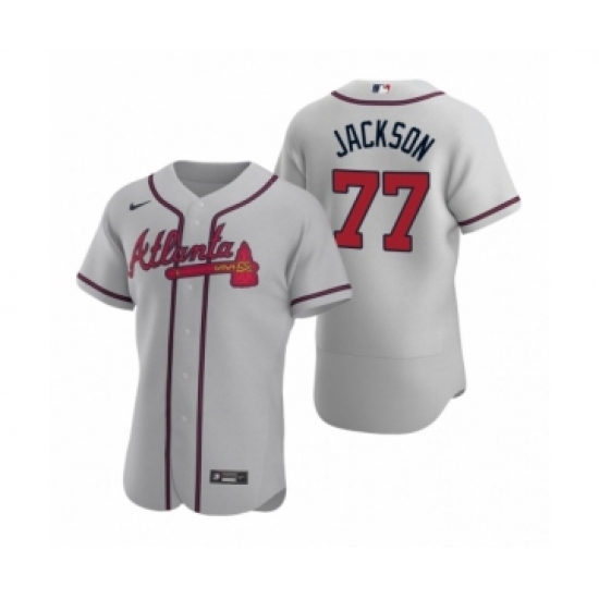 Men's Atlanta Braves 77 Luke Jackson Nike Gray Authentic 2020 Road Jersey