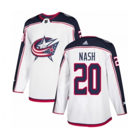 Youth Adidas Columbus Blue Jackets 20 Riley Nash Authentic White Away NHL Jersey