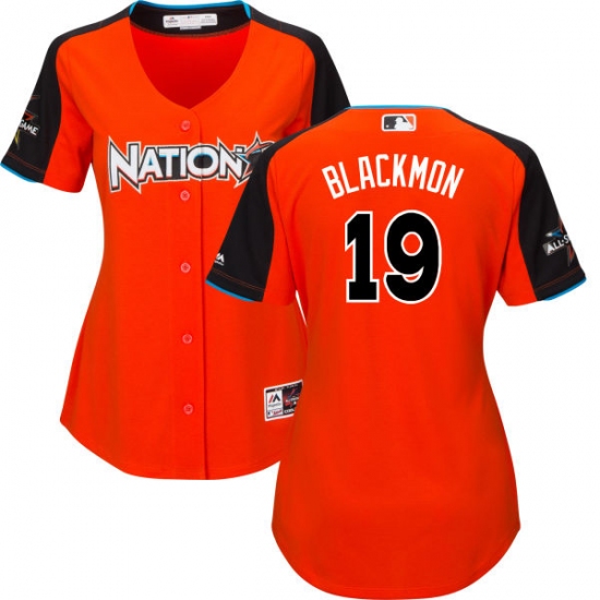 Women's Majestic Colorado Rockies 19 Charlie Blackmon Authentic Orange National League 2017 MLB All-Star MLB Jersey