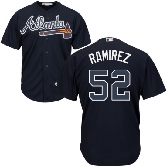 Men's Majestic Atlanta Braves 52 Jose Ramirez Replica Blue Alternate Road Cool Base MLB Jersey