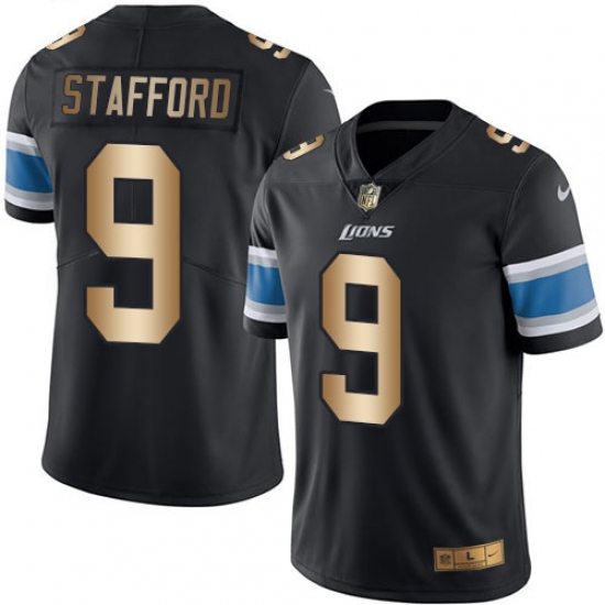 Men's Nike Detroit Lions 9 Matthew Stafford Limited Black/Gold Rush NFL Jersey