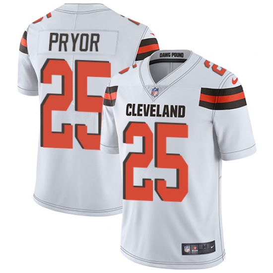 Men's Nike Cleveland Browns 25 Calvin Pryor White Vapor Untouchable Limited Player NFL Jersey