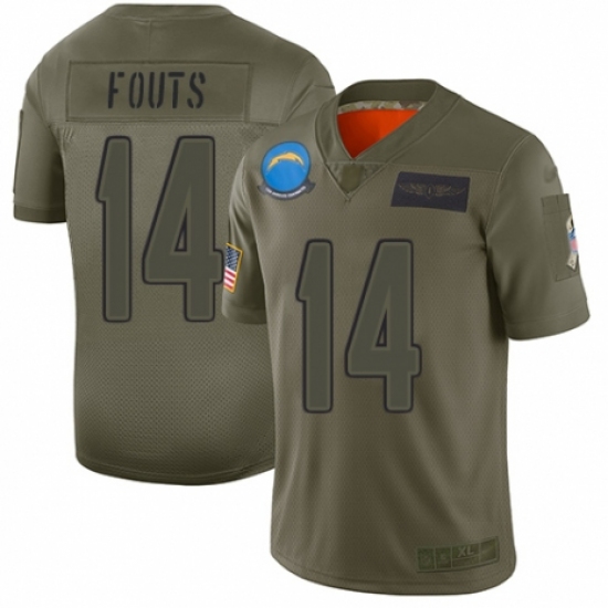 Men's Los Angeles Chargers 14 Dan Fouts Limited Camo 2019 Salute to Service Football Jersey