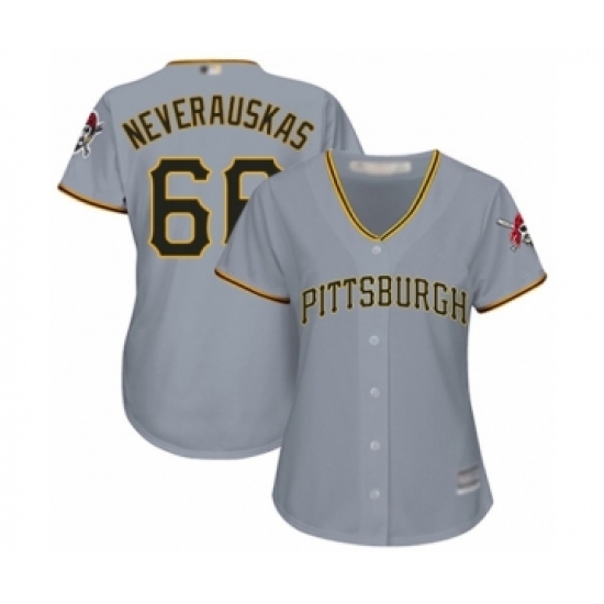 Women's Pittsburgh Pirates 66 Dovydas Neverauskas Authentic Grey Road Cool Base Baseball Player Jersey