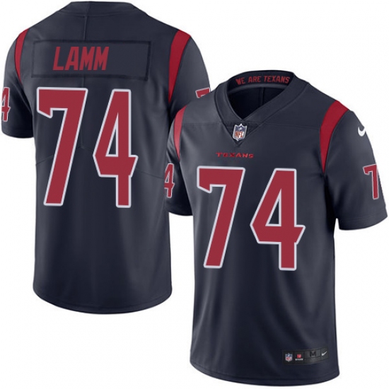 Men's Nike Houston Texans 74 Kendall Lamm Limited Navy Blue Rush Vapor Untouchable NFL Jersey