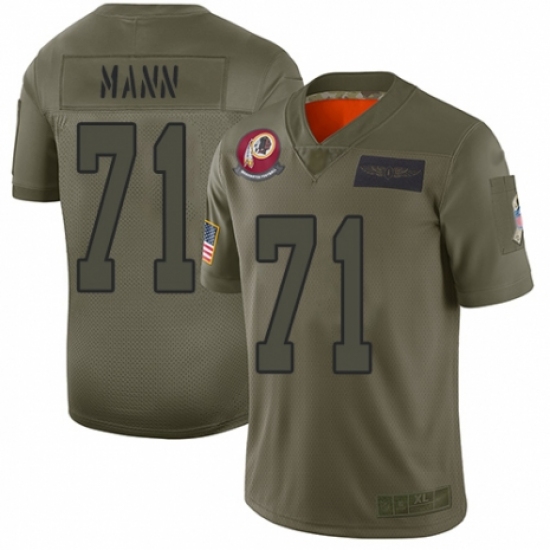 Women's Washington Redskins 71 Charles Mann Limited Camo 2019 Salute to Service Football Jersey