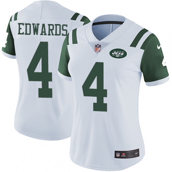 Women's Nike New York Jets 4 Lac Edwards White Vapor Untouchable Limited Player NFL Jersey