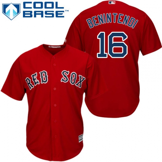 Men's Majestic Boston Red Sox 16 Andrew Benintendi Replica Red Alternate Home Cool Base MLB Jersey