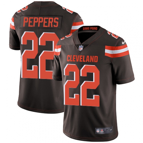 Youth Nike Cleveland Browns 22 Jabrill Peppers Brown Team Color Vapor Untouchable Limited Player NFL Jersey