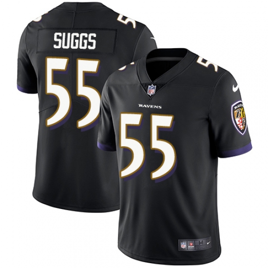 Men's Nike Baltimore Ravens 55 Terrell Suggs Black Alternate Vapor Untouchable Limited Player NFL Jersey