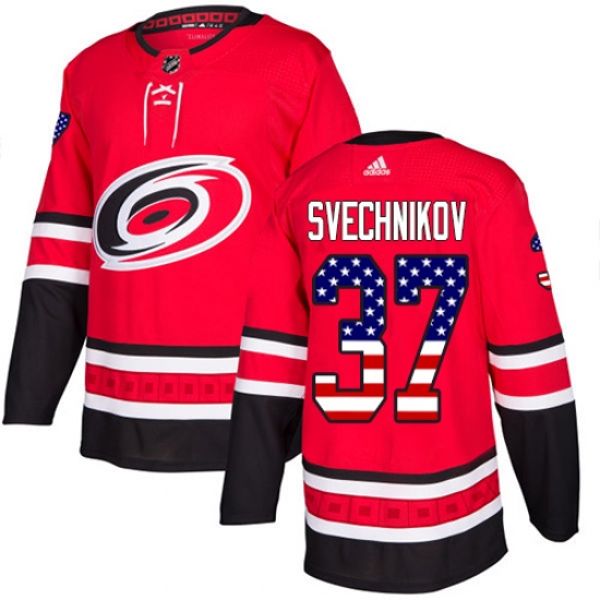 Men's Adidas Carolina Hurricanes 37 Andrei Svechnikov Authentic Red USA Flag Fashion NHL Jersey