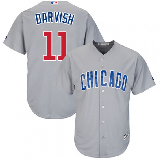 Youth Majestic Chicago Cubs 11 Yu Darvish Replica Grey Road Cool Base MLB Jersey