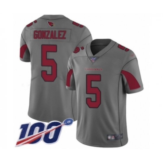 Youth Arizona Cardinals 5 Zane Gonzalez Limited Silver Inverted Legend 100th Season Football Jersey